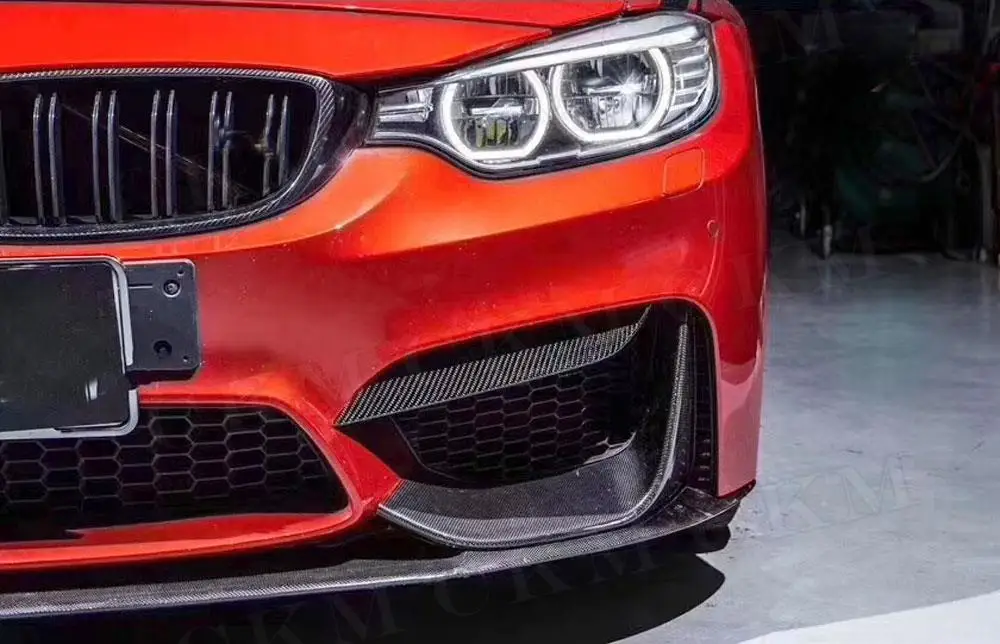 Carbon Fiber Front FogLamp Splitters Eyebrows Covers Trim Stickers for BMW 3 Series F80 M3 4 Series F82 F83 M4 2014-2019