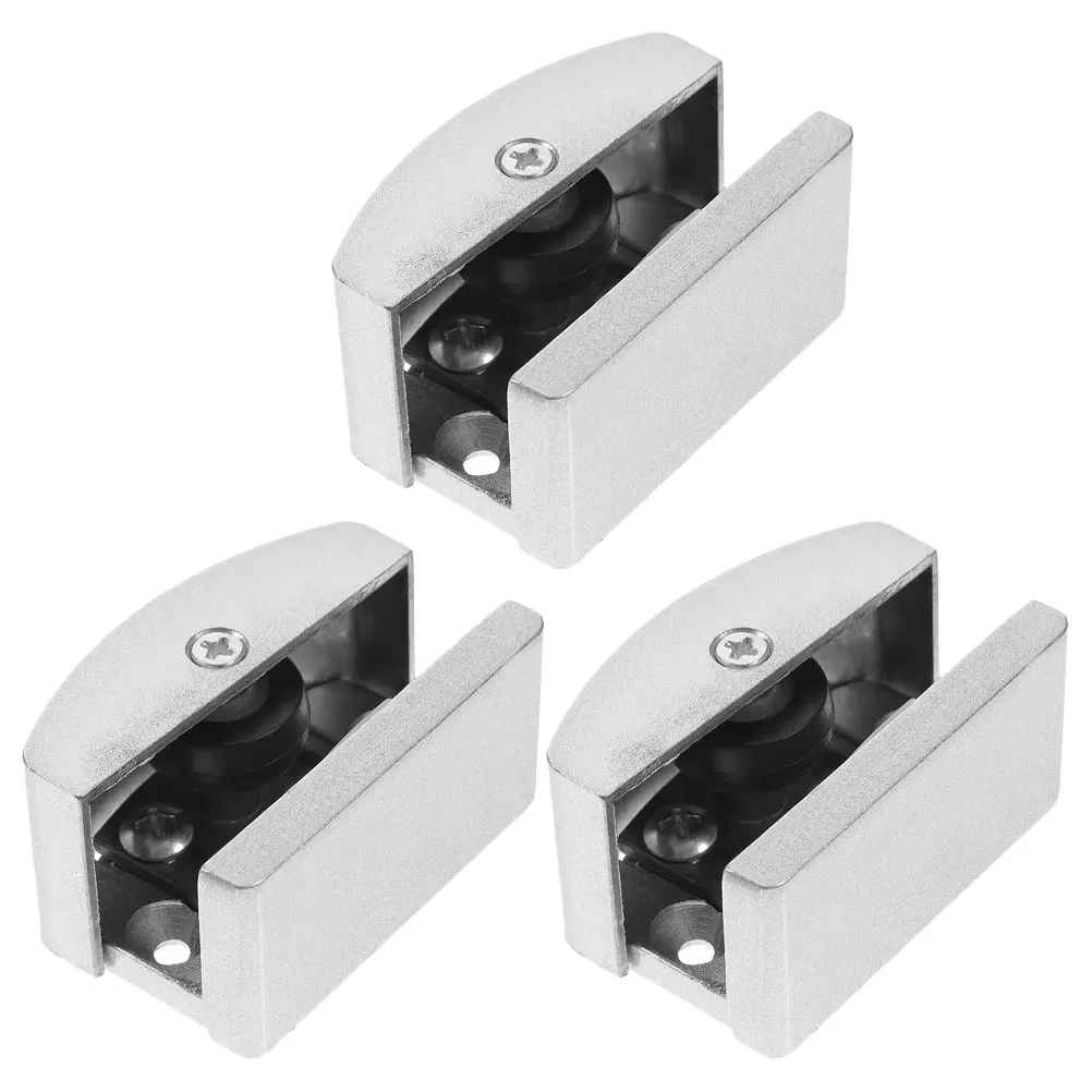 

3pcs Glass Guide Shower Door Guides for Sliding Doors Bottom Mount Door Guide Track Durable Aluminum Alloy Rubber Material Space