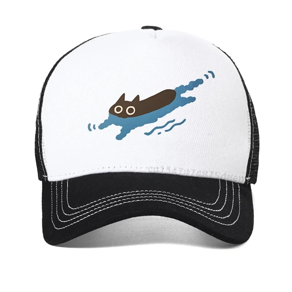 

Swimming Black Cat Diving baseball cap for Women Breathable Casual Creative Summer snapback hat mesh breathable sun hats