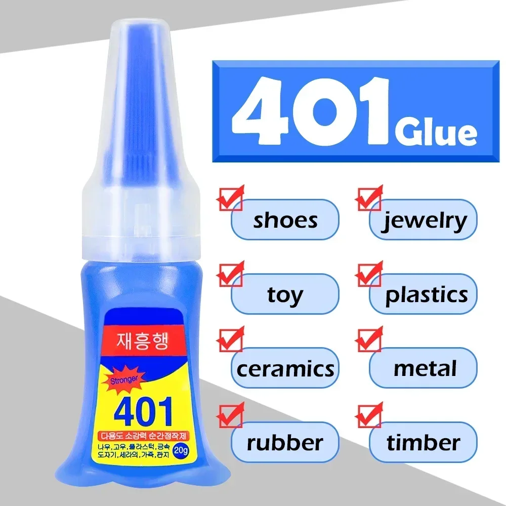 401 Glue Instant Fast Adhesive 20ML Bottle Stronger Super Glue Multi-Purpose Fix HOT Super Strong Liquid Colorless Adhesive Glue