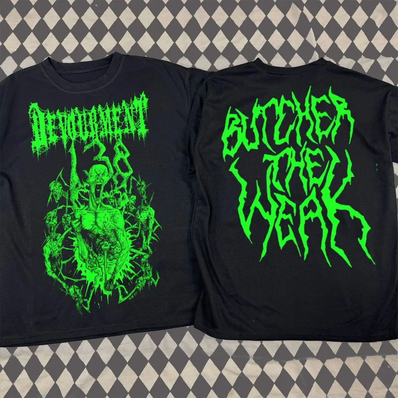 Devourment “138” Pattern Frenzy Death Metal T-Shirt  Retro devourment slam deathmetal bandT-Shirt