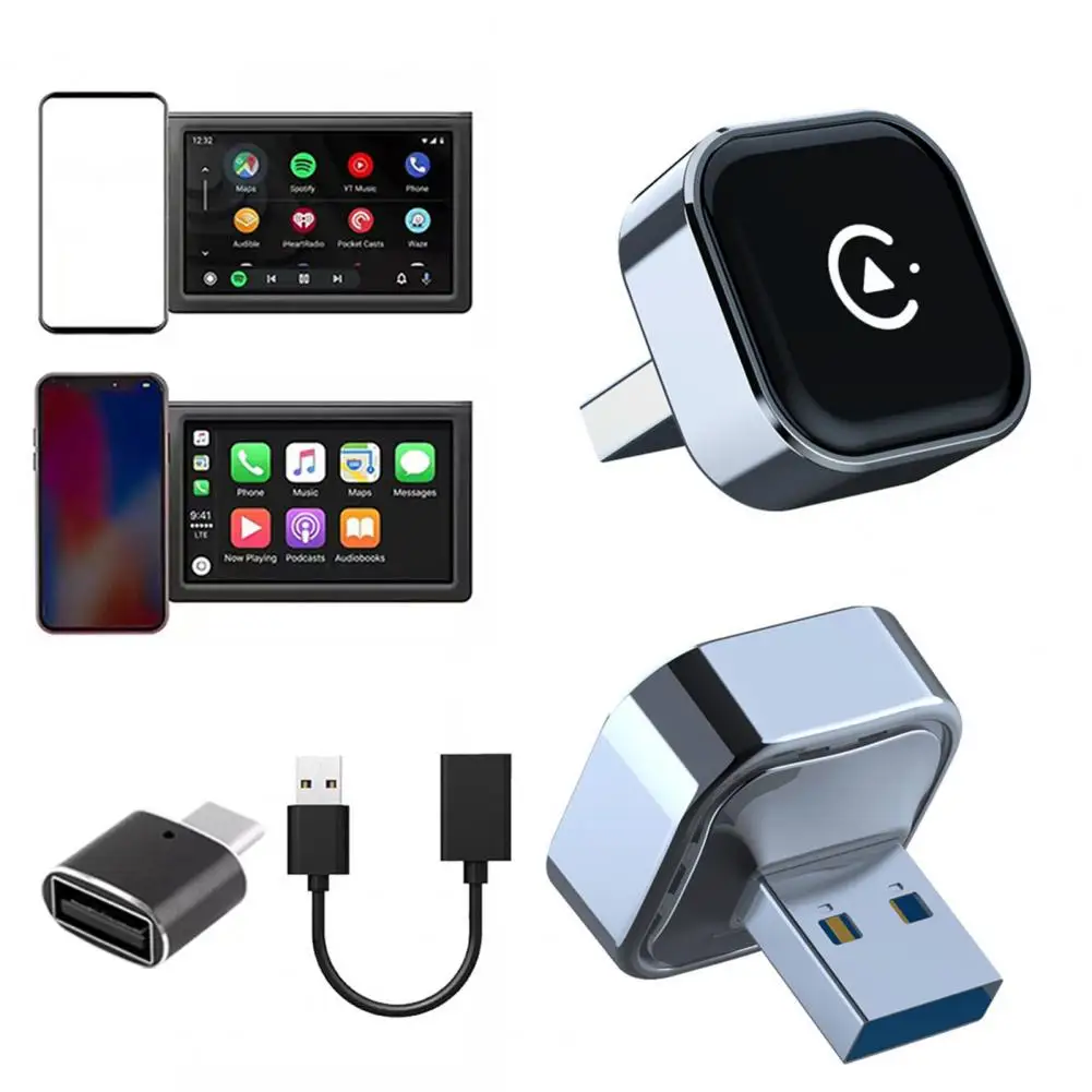 Compact Car -compatible Transmitter 2-in-1 Wireless Auto Adapter Usb Dongle Fast Auto-connect Converter for Wired Devices