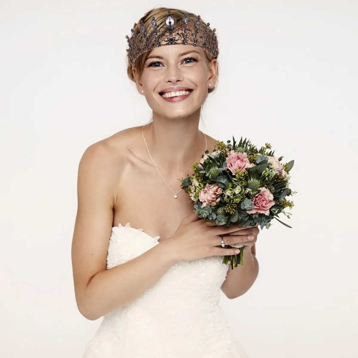 

Свадебная корона со стразами в винтажном стиле, головной убор для невесты, аксессуары для волос для костюмированных вечеринок, для женщин и подружек невесты