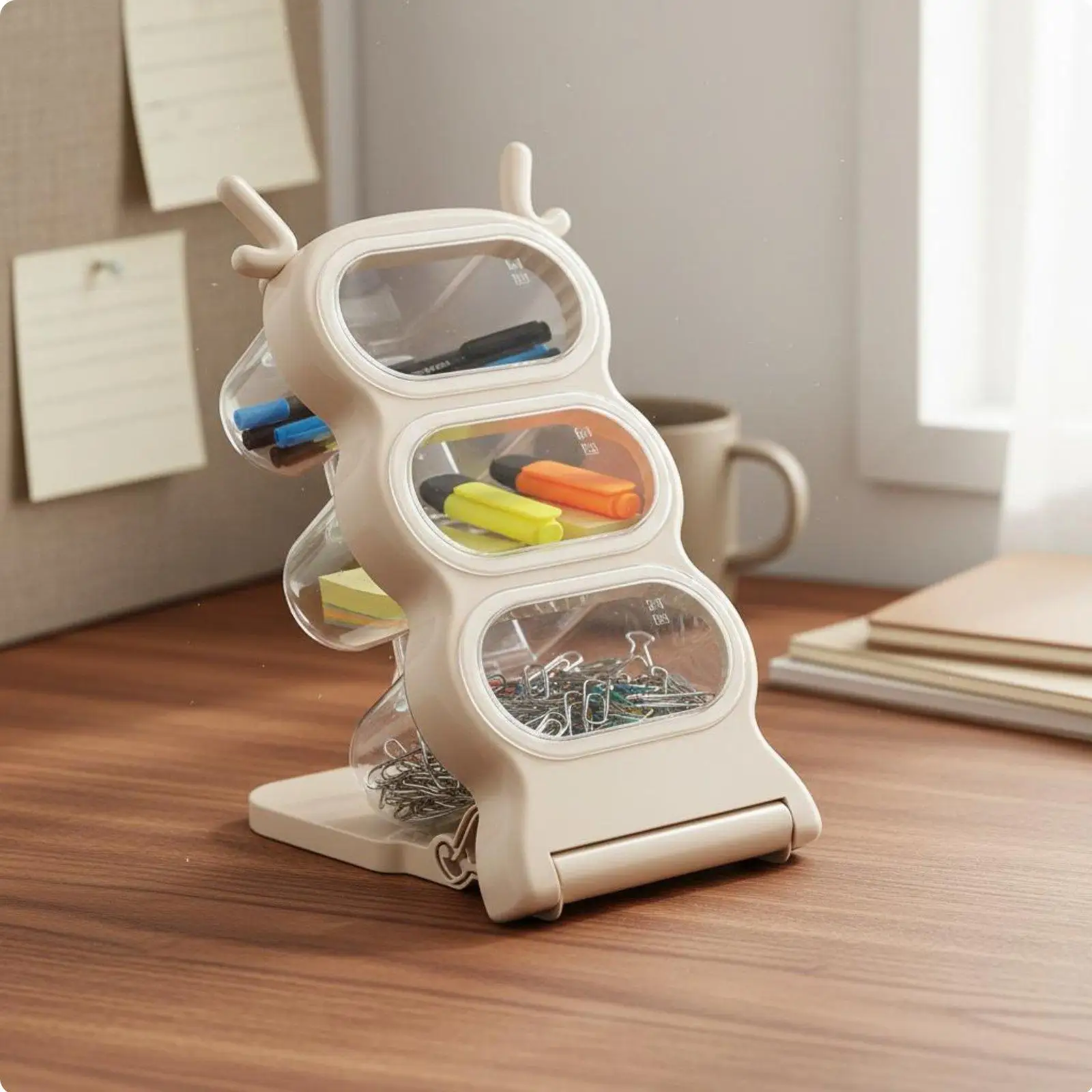 Slanted Pen Organizer for Desk 3 Tier Stationery Storage Box with Ergonomic Access for Office Work and Study