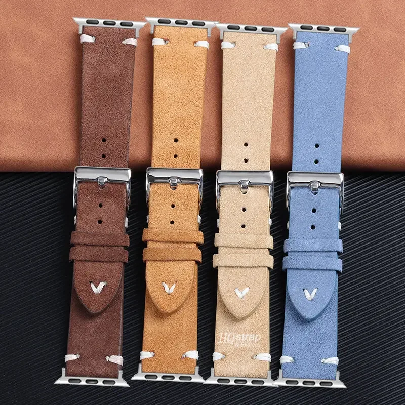 Soft Leather Watch Band for Apple Watch 40mm 41mm 45mm 49mm 44mm 38/42mm Belt Bracelet for Iwatch 7 6 8 5 4 SE Strap Accessories