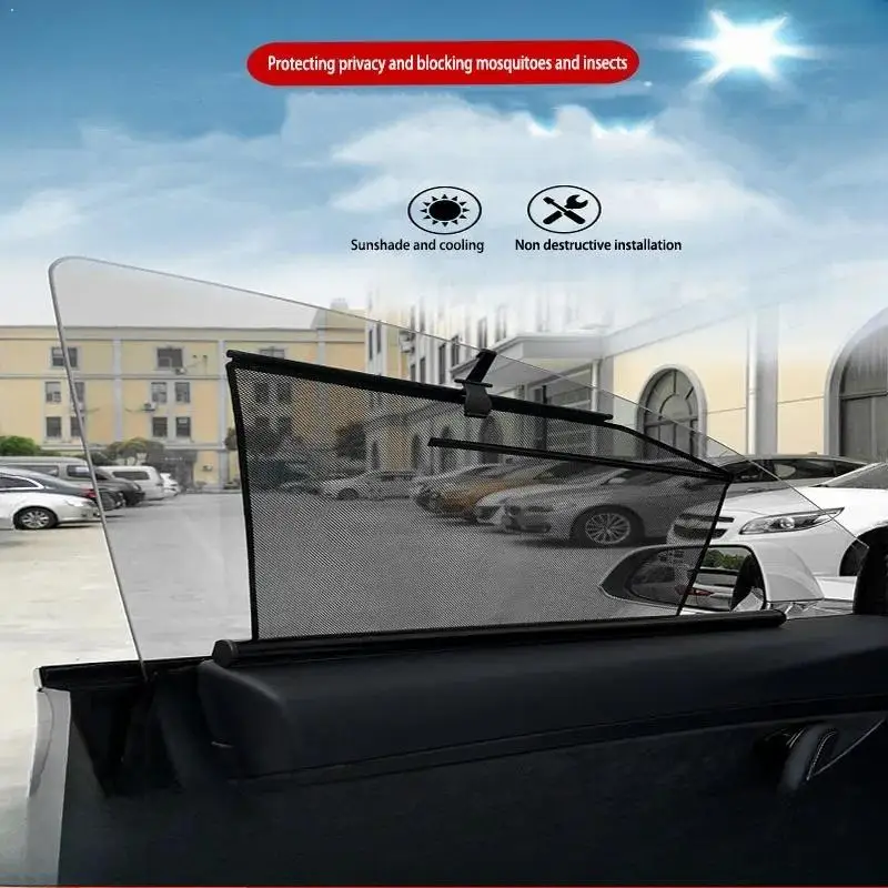 

Retractable Car Side Window Sunshade Summer Heat Insulation Auto Roll Up UV Protection Curtain Universal Sun Visor Blind Mesh