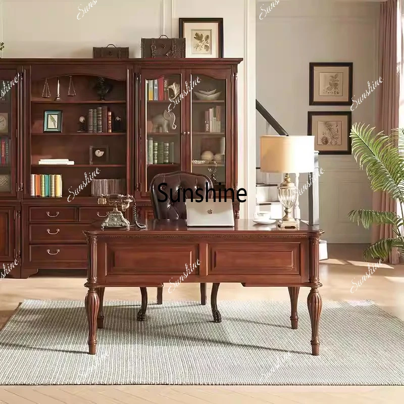 

American solid wood desk retro old desk bedroom premium calligraphy table