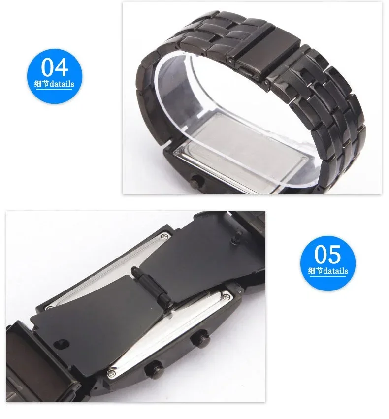 Sport Men Watch 50m Waterproof Lava Watch Double Row Lamp Led Watch Male Binary Steel Band Electronic Watch Relogios Masculino