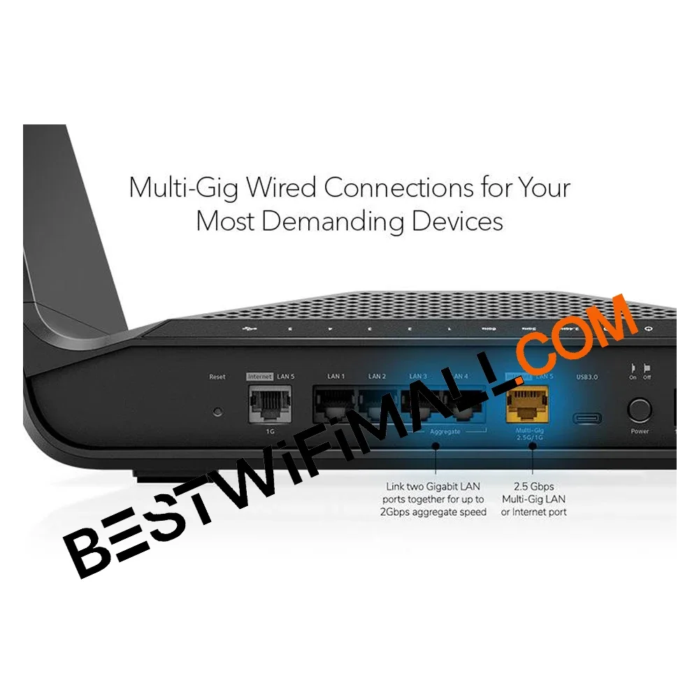 

NETGEAR RAXE300 Tri-Band WiFi 6E Router AXE7800 Nighthawk 8-Stream 7.8Gbps Speed 2,500 Sq.Ft Armor Smart Parental Controls