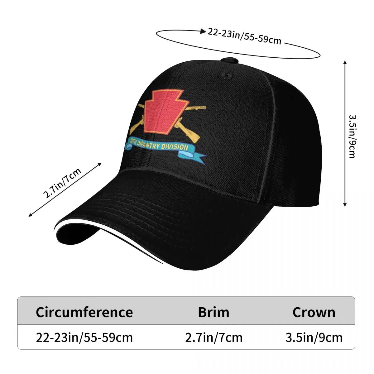 الجيش - فرقة المشاة 28 - w Br - SSI Ribbon X 300 قبعة بيسبول Hat Beach Golf للسيدات 2025 للرجال