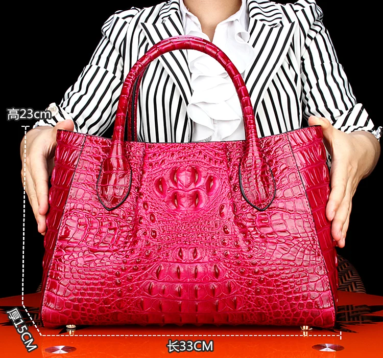 New Crocodile Leather Women\'s Handbags Genuine Leather Female Portable Shoulder Messenger Bag Fashion Brand Red Tote Bags