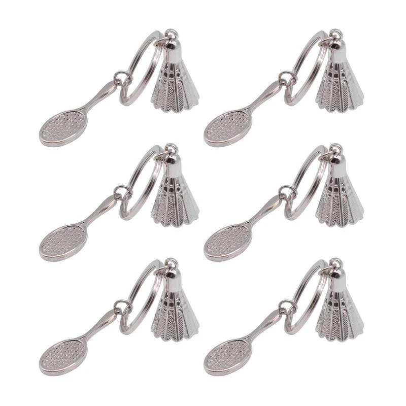 

DXAB 6 Pcs Badminton Keyring Shuttlecock Keychain Sport Car Key Chain Decoration