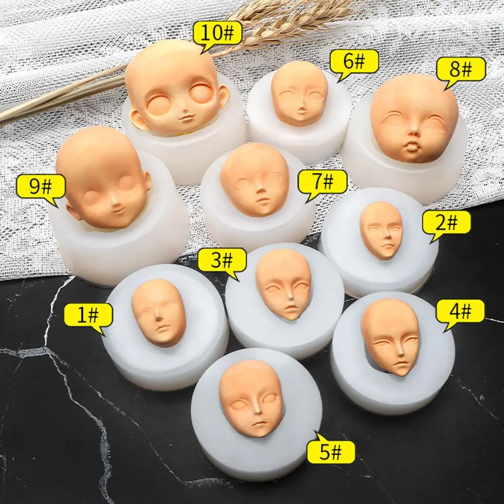 3D Baby Face Silicone Molds Q Version Facial Mould DIY Doll Modification Clay Head Sculpey Cake Decorating Handmade Tools