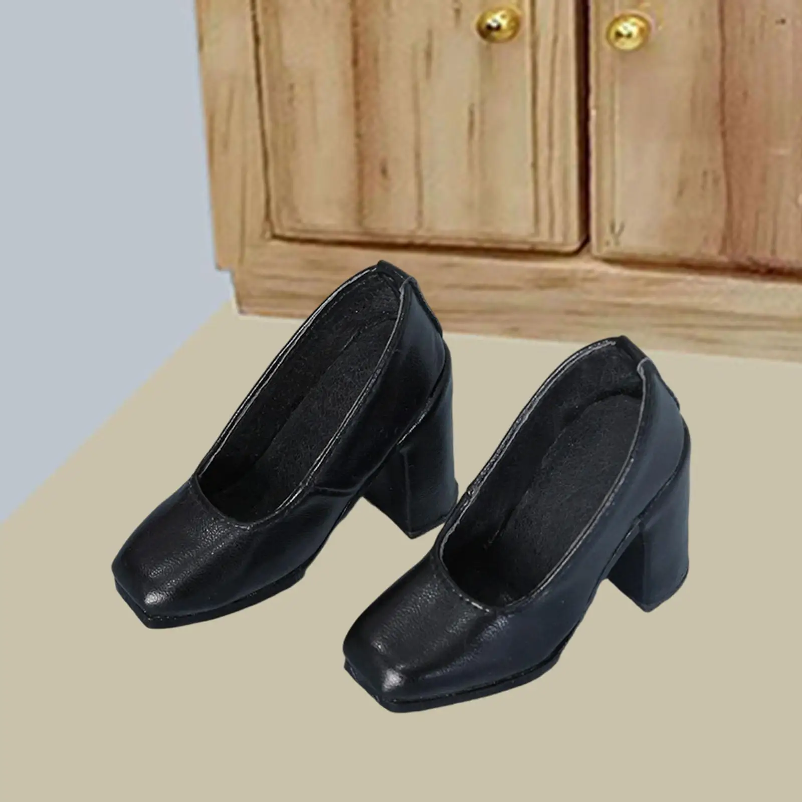 1/3 BJD Doll Shoes Mini High Heeled Shoes Black PU Leather for 24 inch Action Figure Body Miniature Girl High Heels Trendy