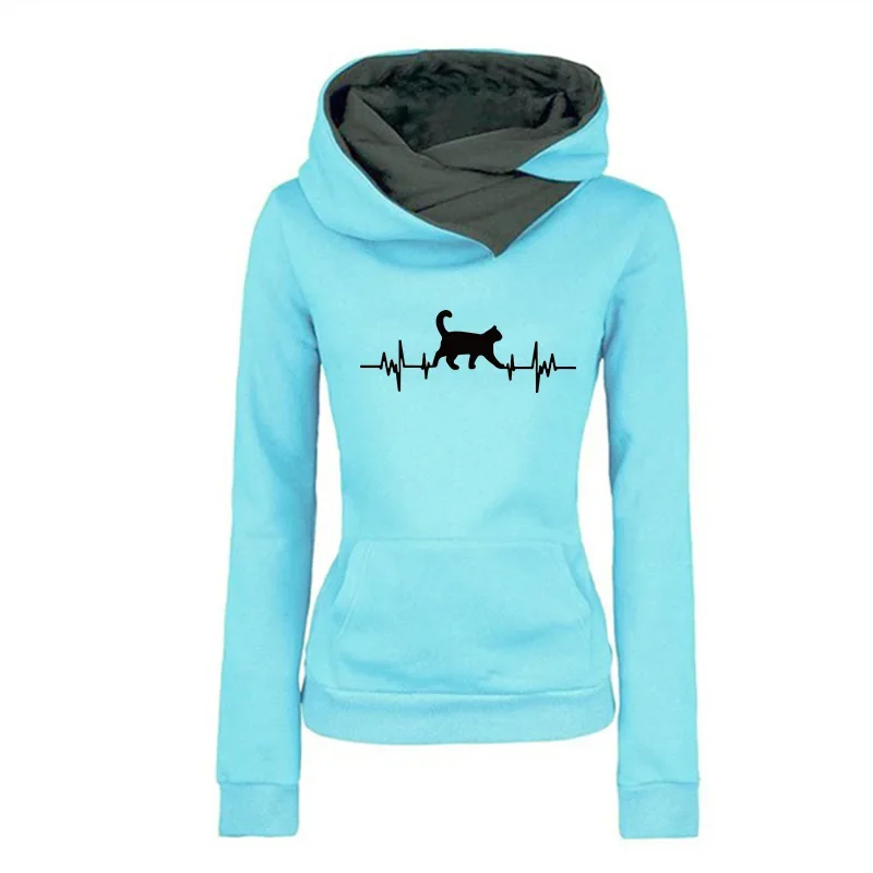 Heißer Verkauf Damen Sweatshirts Herbst Winter Sport Qualität Mode Vielseitige Hoodies Drucken Doppel Kragen Pullover Täglich Im Freien