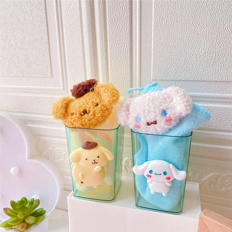 Anime Sanrios Hellokittys My Melody Cinnamoroll Kuromi Portable Washing Cups Towel Suit Travel Portable Mouthwash Toothbrush Cup