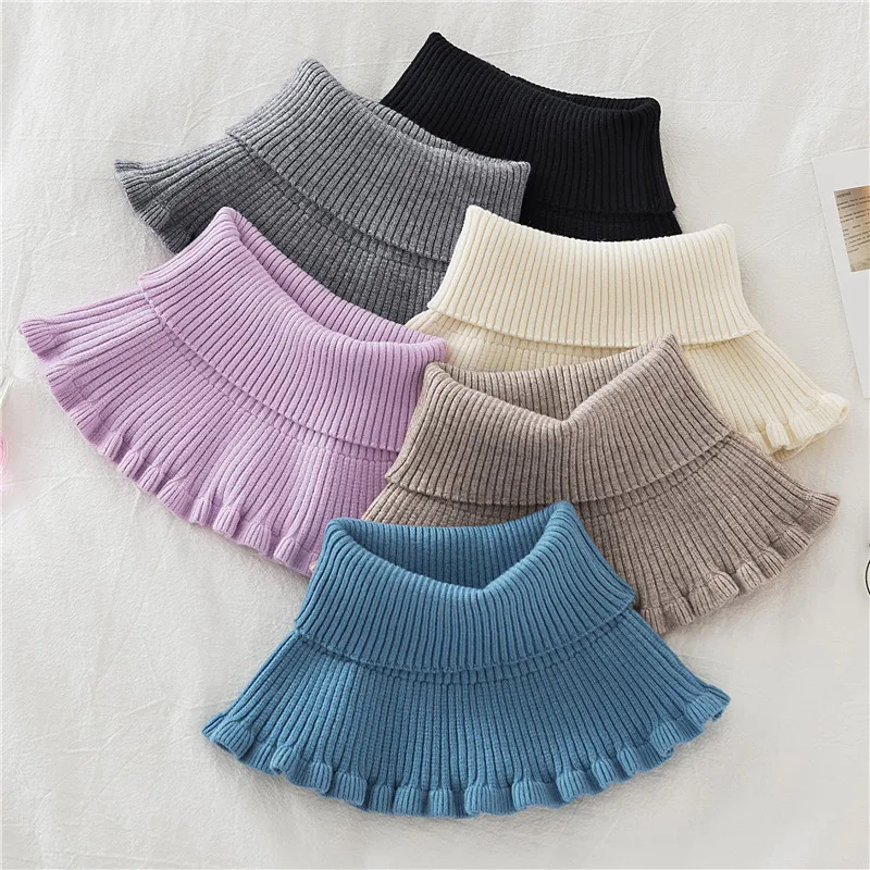 Teens &Adult Neck warmer Knitted Cotton/acrylic Snood Fake Sweater Collar Winter Warm Cute Turtle Neck Scarf