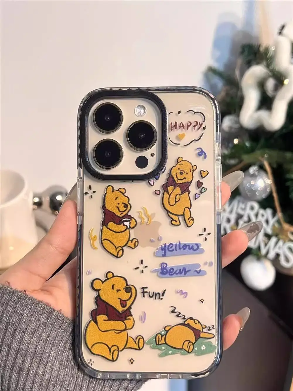 

Корейский чехол для телефона с кольцом Винни-Пухом для iPhone 17, 16, 15, 14, 13, 12, 11 Pro XS Max 78, индивидуальный усовершенствованный чехол Y2K
