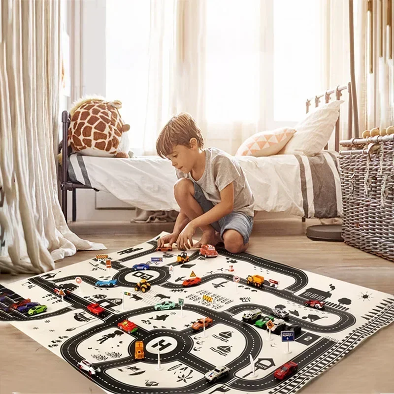 Road Mat Children Toy Waterproof Parking Lot Traffic Car Map Play Mat Boy Girls Educational Games Carpet Playmat for Baby