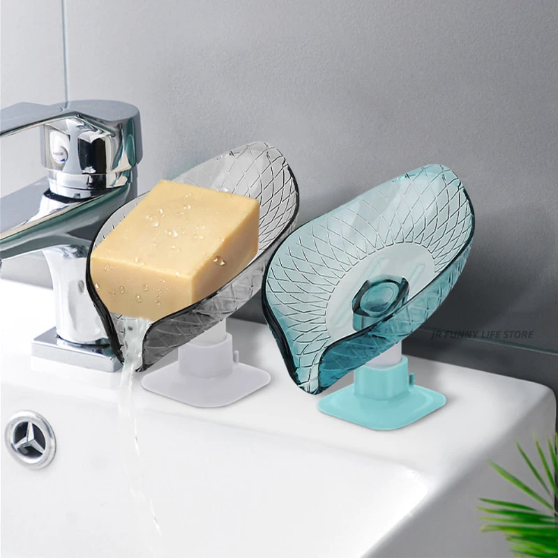 

Leaf Shape Soap Dish For Bathroom Shower Suction cup Soap Holder Imitation jade material Sponge Drain Rack Bathroom Accessorie