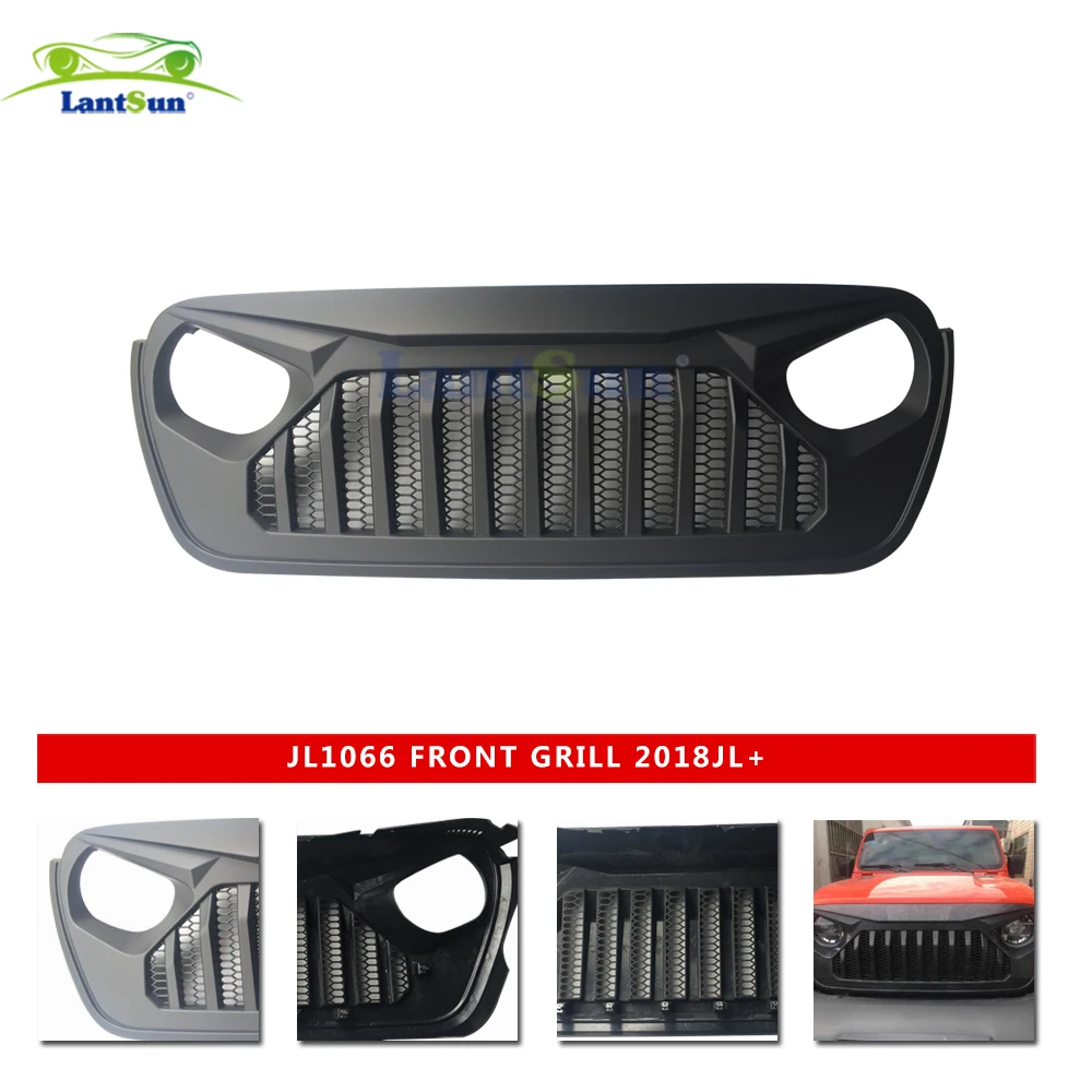 Lantsun لسيارة جيب JL شبكة أمامية من بلاستيك ABS أسود lantsun لسيارة جيب رانجلر JL 2018 + JL1066