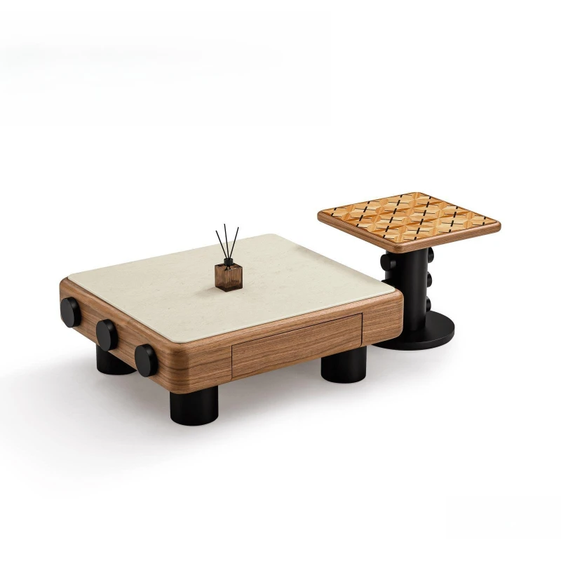 Coffee table size combination designer living room table walnut square coffee table