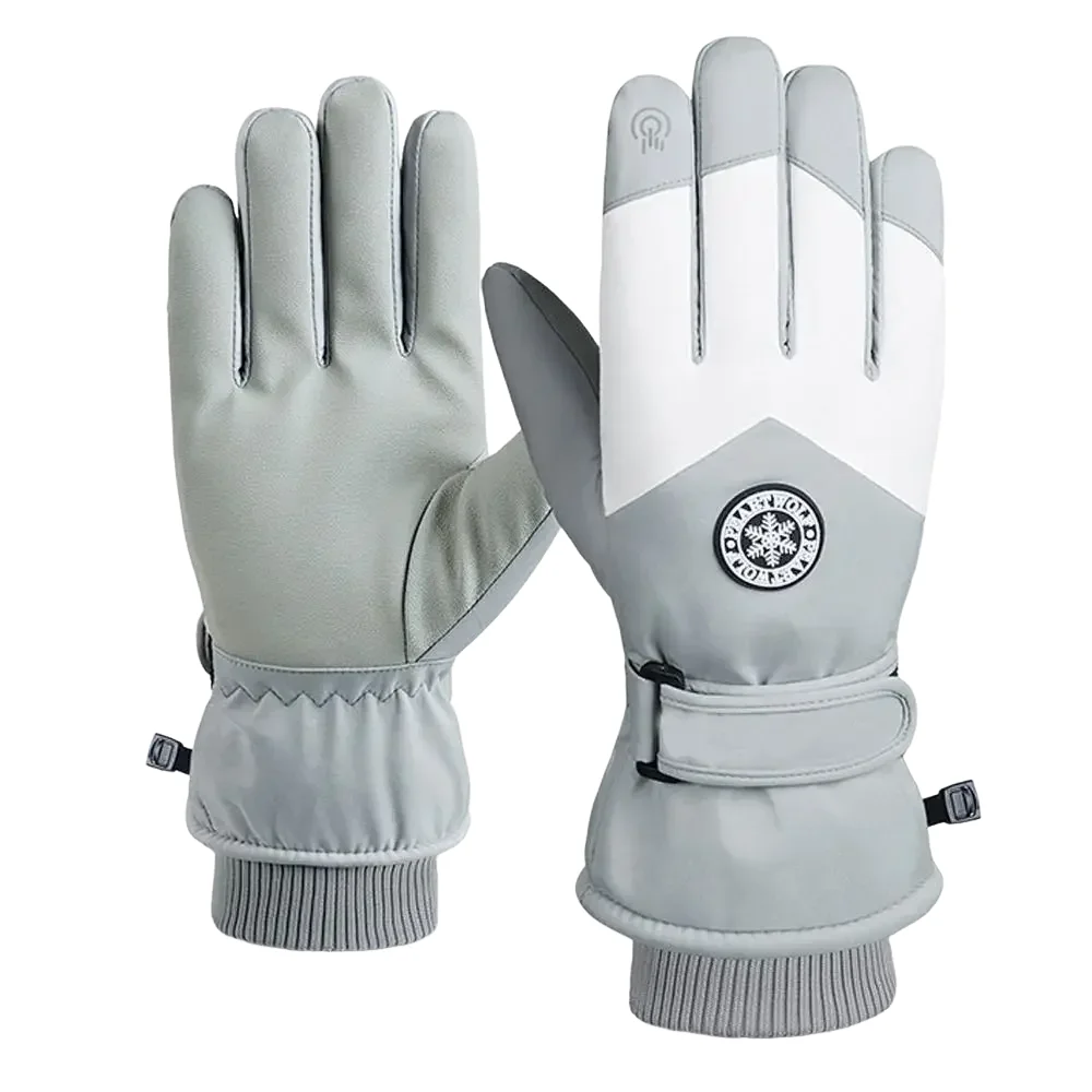 

Winter Unisex Snowboard Ski Gloves PU Leather Non-slip Touch Screen Waterproof Motorcycle Cycling Fleece Warm Snow Gloves