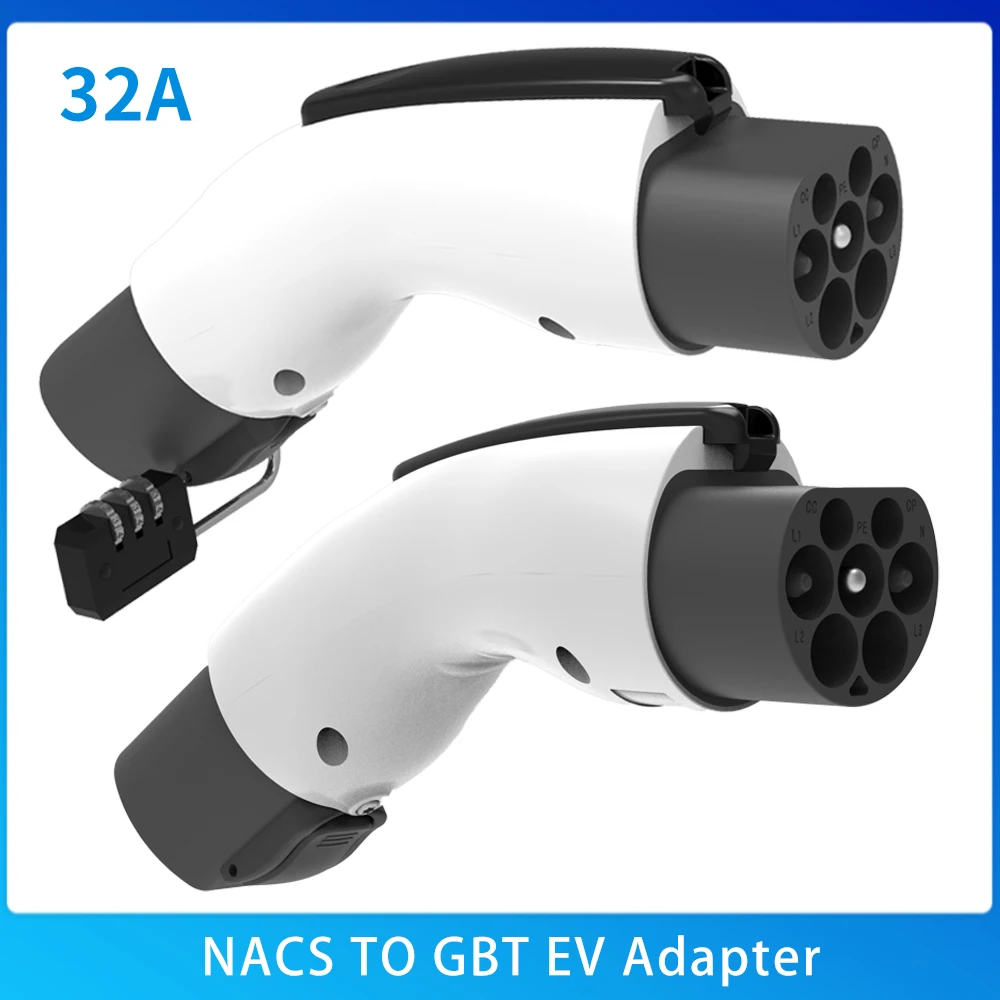 Adaptador T esla a GBT EV 32A 7KW 250V para cargador NACS a GB/T convertidor con bloqueo antirrobo adaptador de carga seguro NACS a g bt