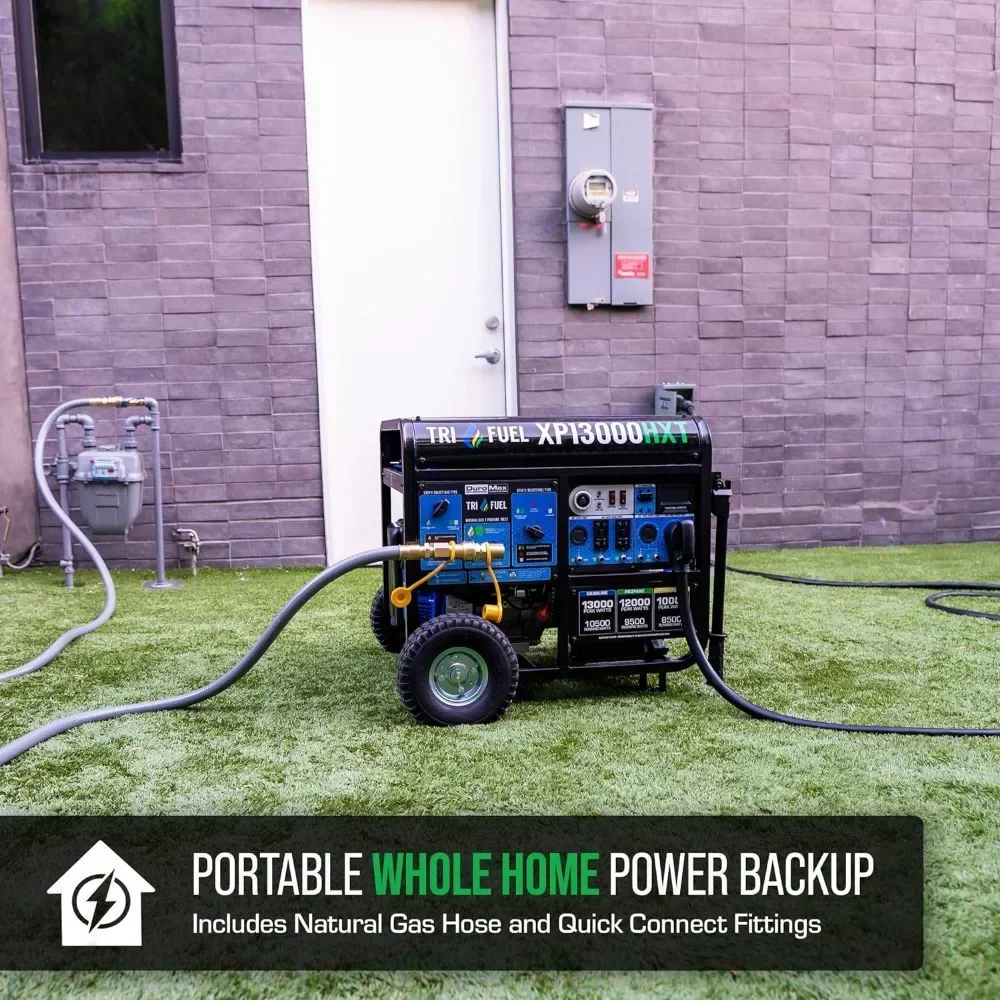 Gas Propane Natural Gas Portable Generator with CO Alert Black/Blue Run generator on gasoline propane or natural gas