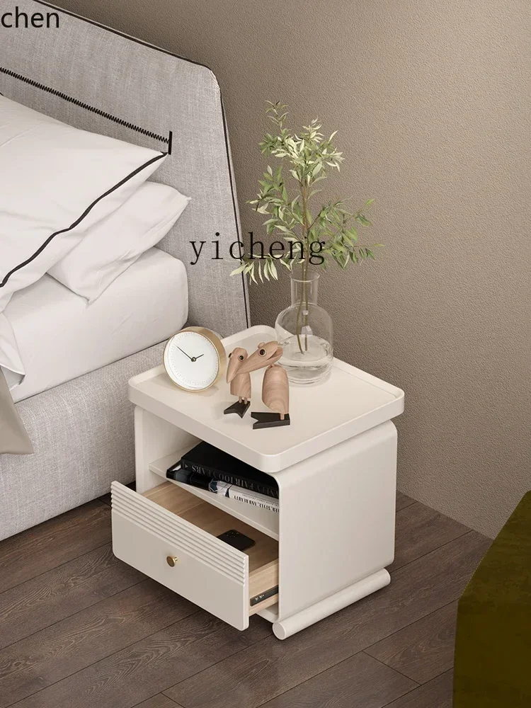 ZMLLocker Bedside Cabinet Bedroom Storage Simple Small Apartment Bedside Solid Wooden Frame