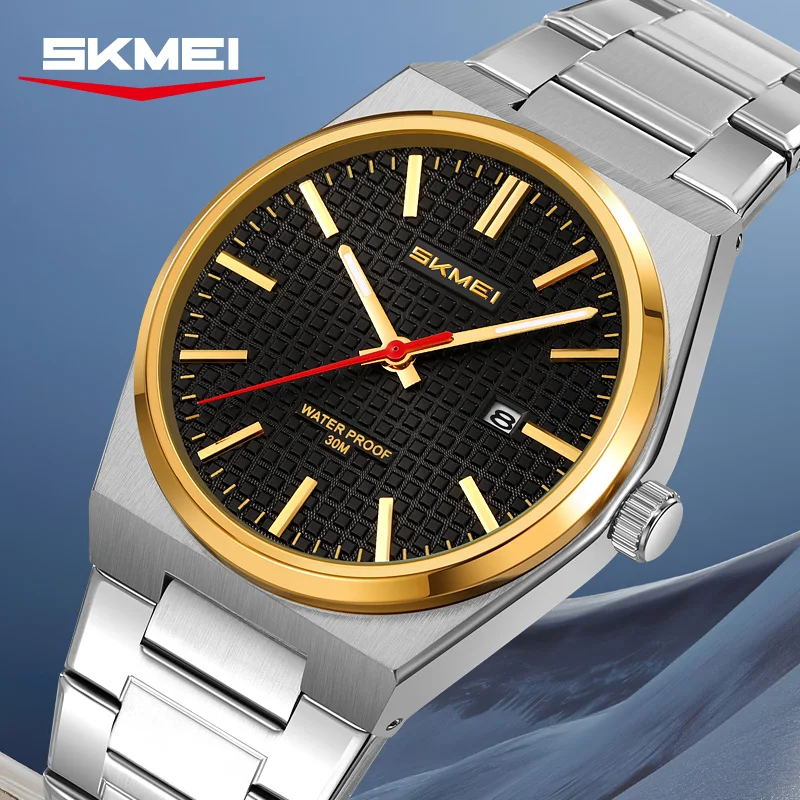 

SKMEI 9396 Simple Business Fashion Silver Clock Quartz Movement Watches For Men Wristwatches Waterproof Time Watch Reloj Hombre
