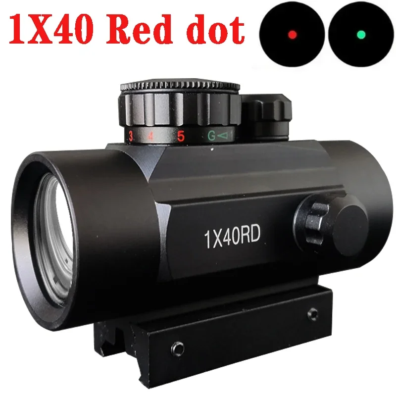 Red Dot Scope Tactical Optics Reflex Compact Riflescope Adjustable Rail 11mm 20mm 1x40 Red Dot Sights with Lens Cover