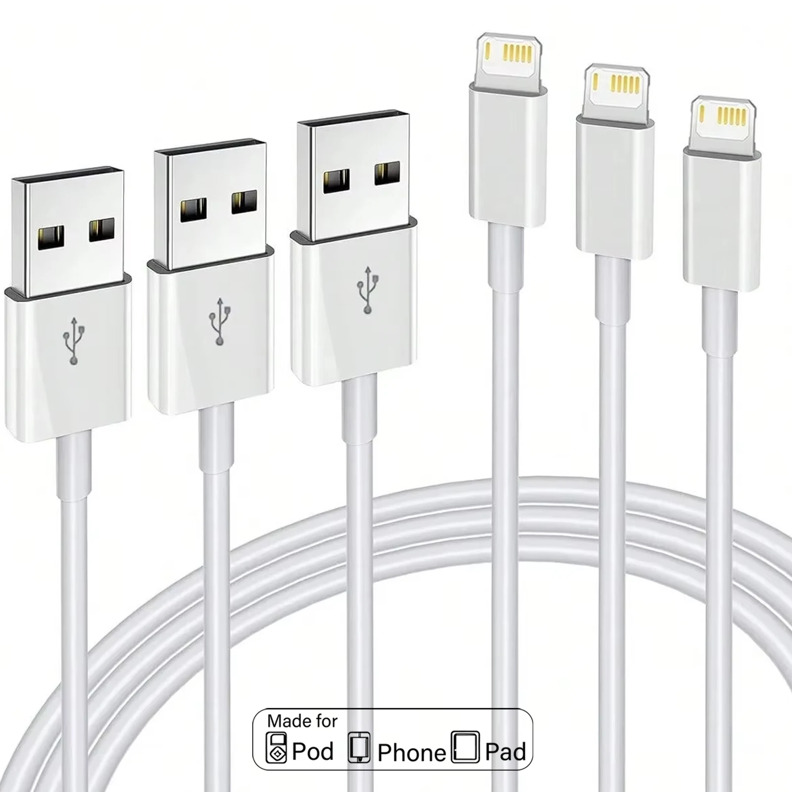 1 2 3 PCS USB Cable for iPhone 14 13 Charger Cord USB to Ligtning fast Chargers cord for iPad iPhone Charging data line 1m 2m 3m