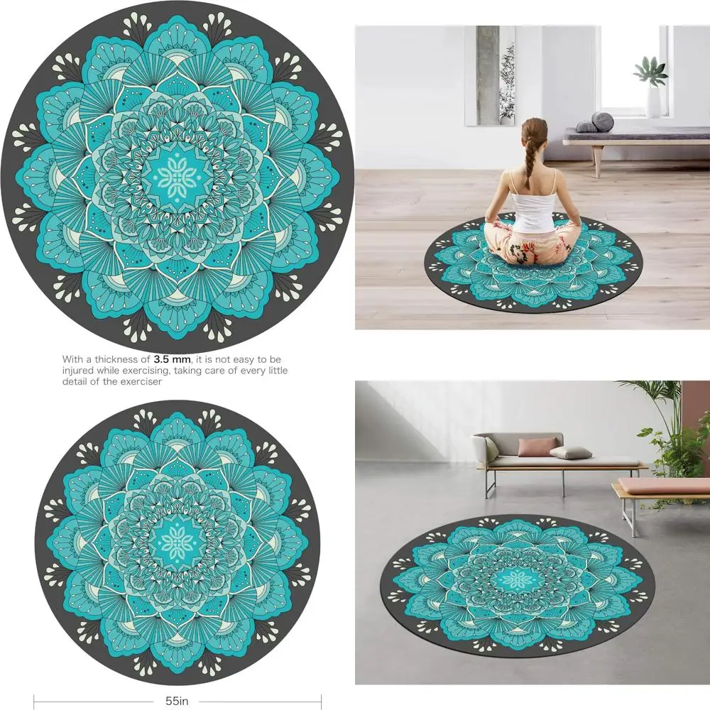 

Non-Slip Suede Rubber Pilates and Yoga Mat, Oversize 140cm Diameter, Perfect for Home and Outdoor Exercise, Meditation, and Work