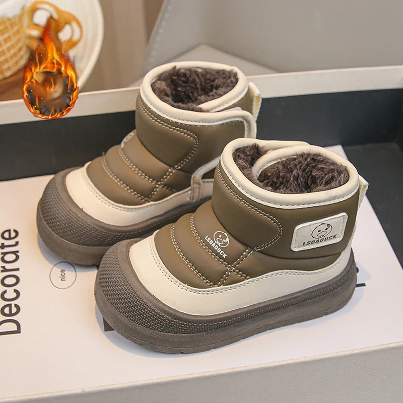 

Winter Plush Snow Boots Children's Shoes Thick Warm Boy Girl Cotton Shoes Waterproof Kid's Winter Boots Velvet Shoes Casual