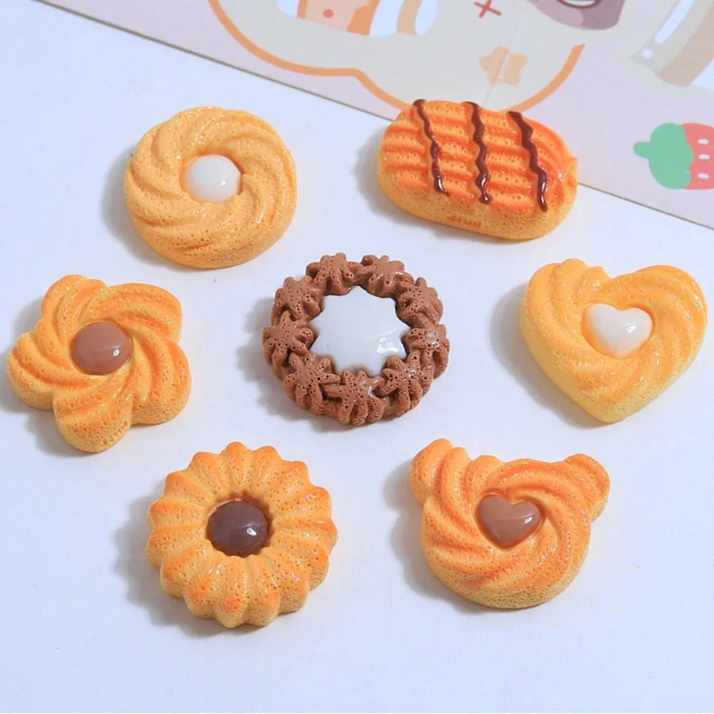 10PCS Cookie Series Resin Flat Back Cabochons For Hairpin Scrapbooking DIY Jewelry Craft Decoration Accessories