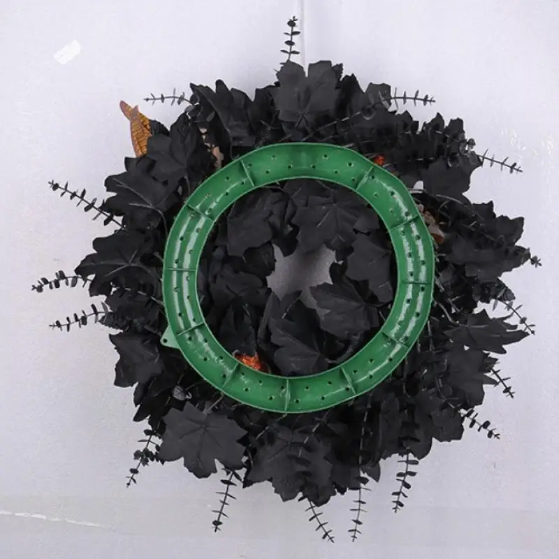 

Halloween black maple leaf withered wreath door hanging holiday party simulation pumpkin rattan circle decoration props