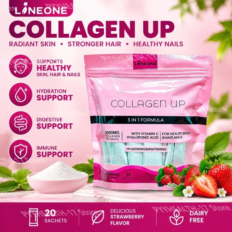 Hydrolyzed Collagen Powder Antioxidant and Skin Support with Vitamin C and Hyaluronic Acid Digestive Enzyme 20 Servings