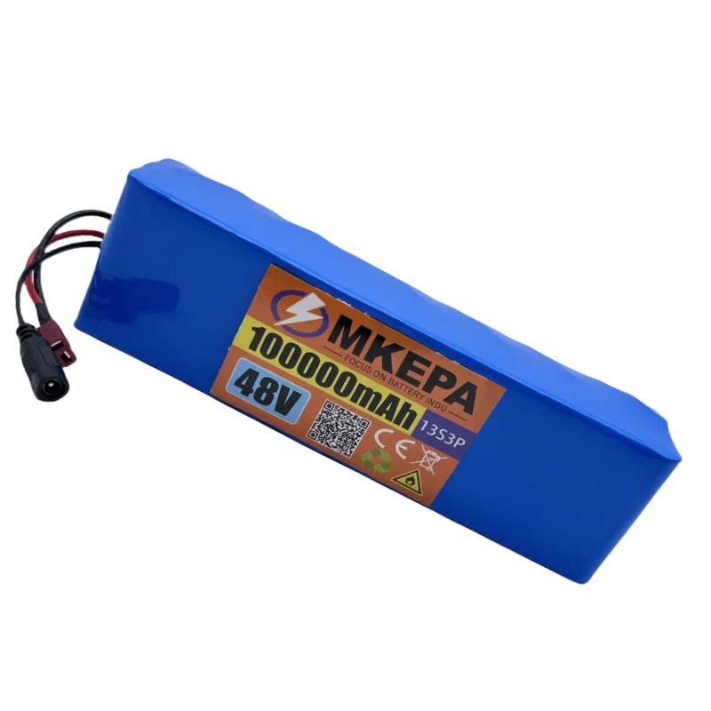 13S3P 48V 100000mAh 100Ah lithium-ion battery pack with 1000W BMS, suitable for 54.6V electric bicycles, scooters, and chargers