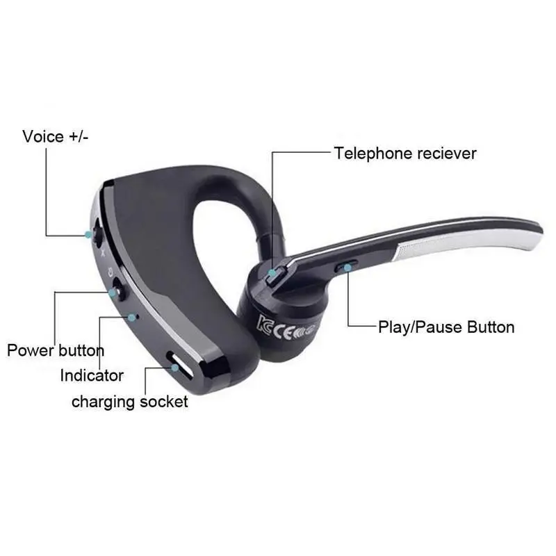 Écouteur Bluetooth sans fil V8/V9, réduction du bruit, conduite, casque de sport, affaires, appel mains libres, écouteur avec micro, casque de basse