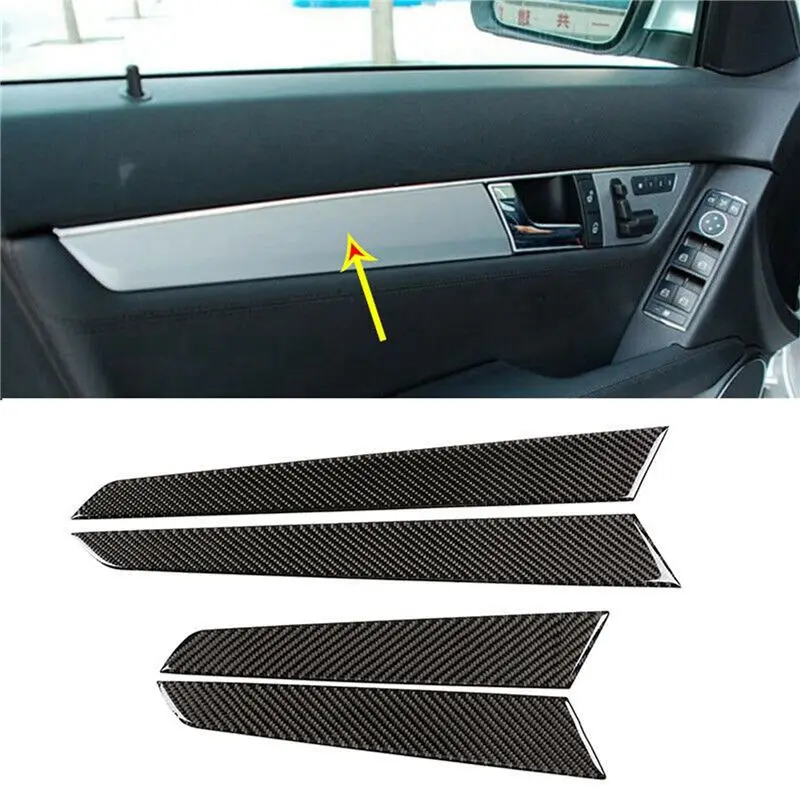 AASS-8X Car Carbon Fiber Interior Door Panel Cover Trim For Mercedes Benz C Class W204 08-13