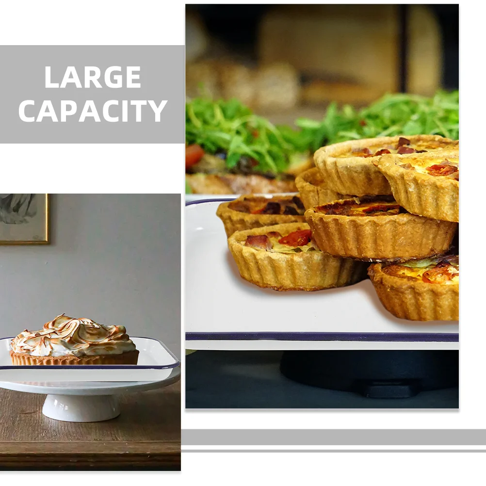 

White Rectangular Enamel Baking Sheet Non-Stick Ceramic Cookie Pan Oven Tray Jellys Rolls Pancake Serving Tray for Kitchen