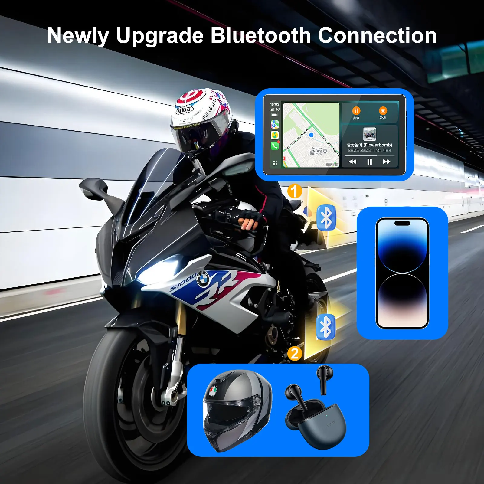 6.5 inch For BMW R1200GS R1250GS Motorcycle Screen Carplay Android Auto Moto GPS Navigation Portable Dashboard Motobike IPX7