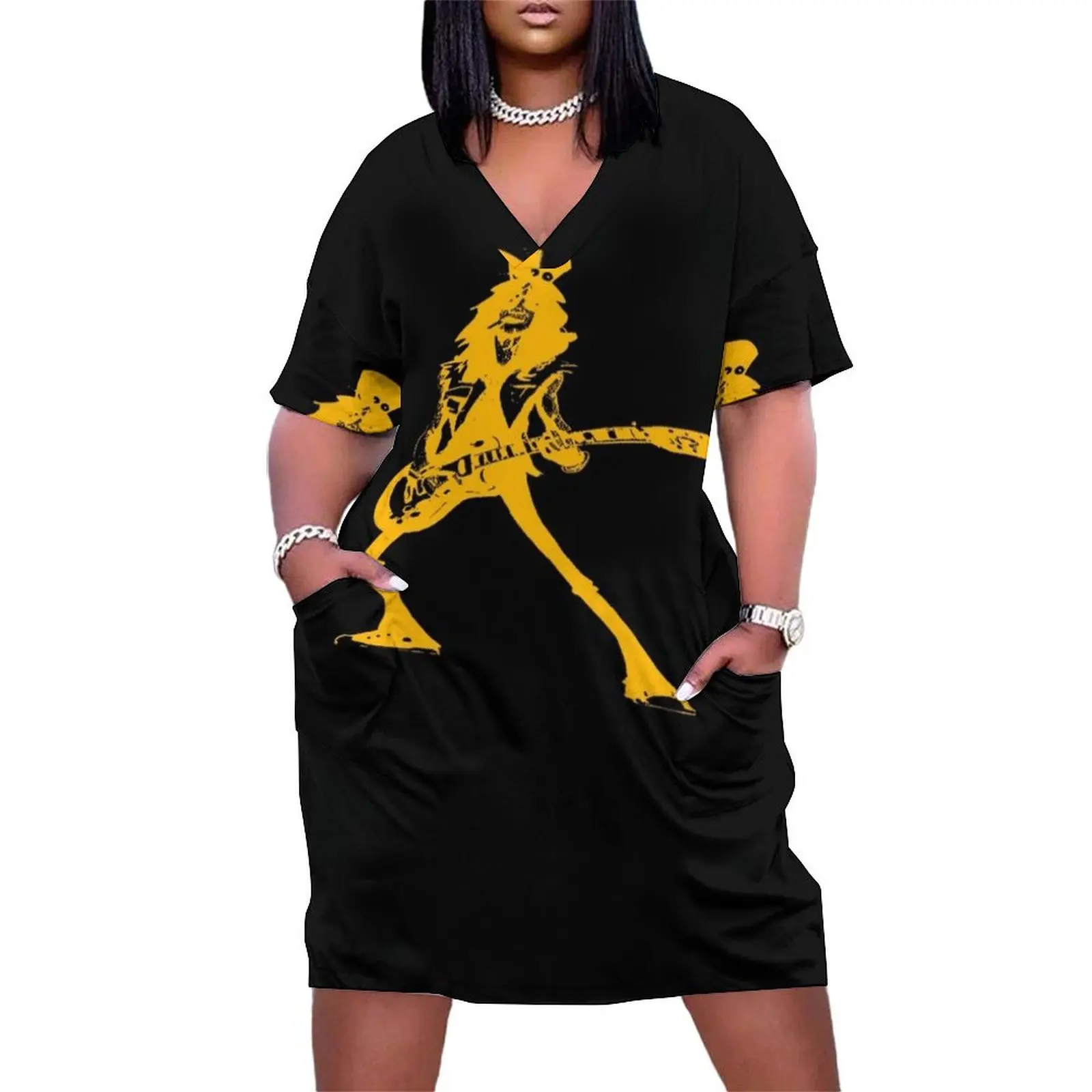 

Guns roses Loose Pocket Dress summer woman dress 2024 chic and elegant woman dress summer for women 2024