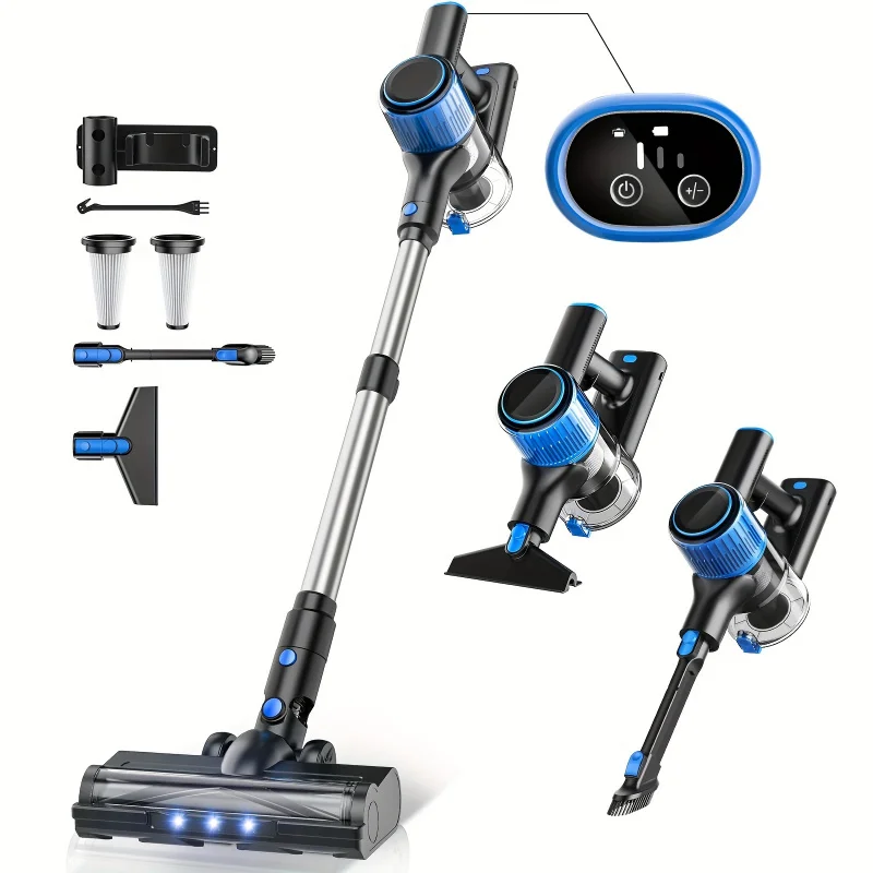 6-in-1 Cordless Stick Vacuum Cleaner - LED Display, 3 Power Modes, Lightweight, Pet Hair & Hard Floor Friendly