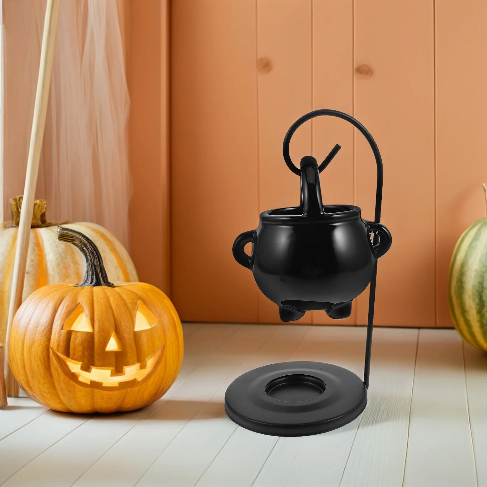 Hanging Cauldron Wax Melt Burner Black Essential Oil Diffuser Halloween Spooky Aromatherapy Fragrance Home Decor