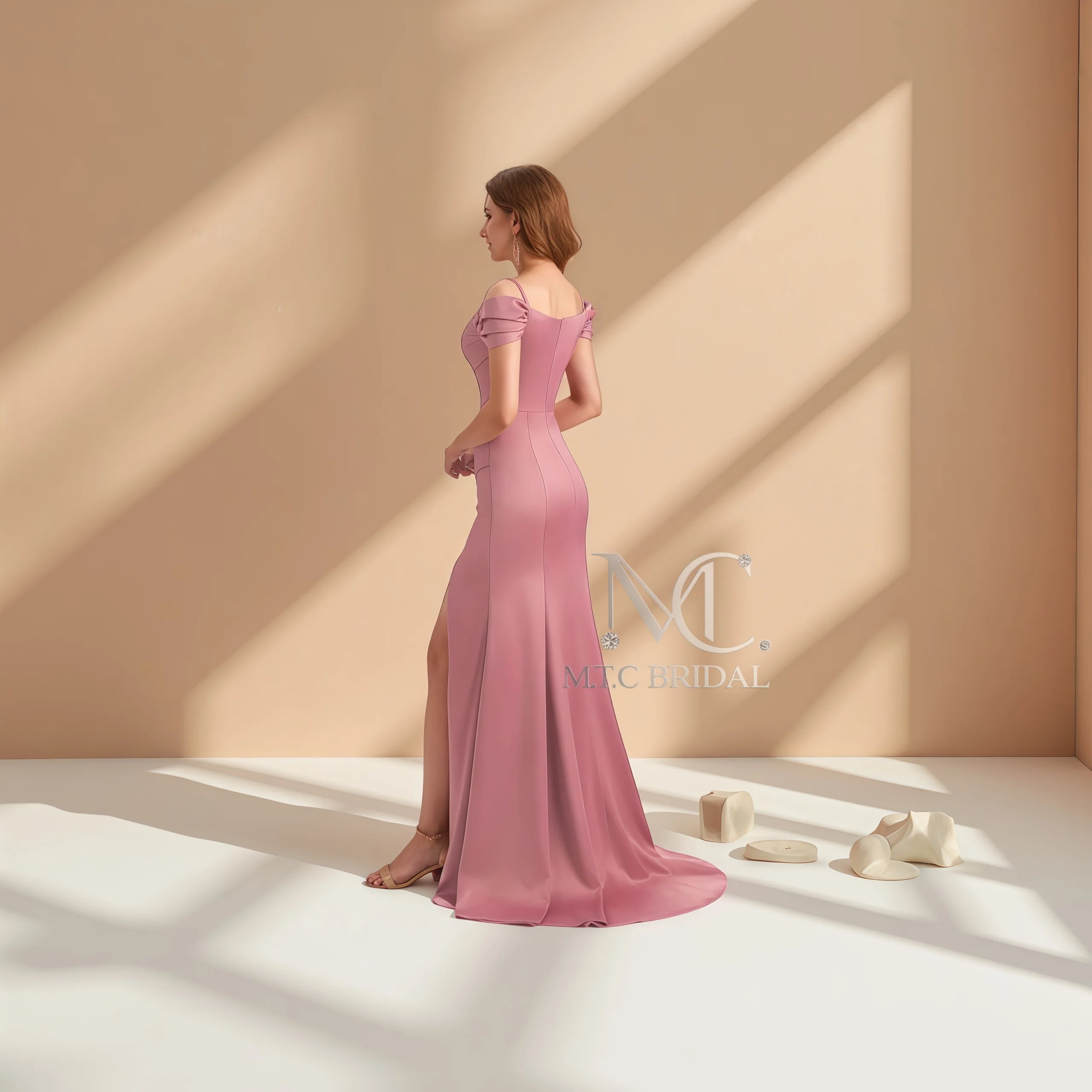 Dusty Rose 2026 Robe De soirée sirène gracieuse longueur De plancher côté fendu longue Satin femmes robes pour fête grande taille Robe De soirée