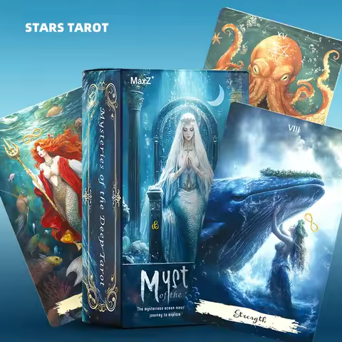 2025 New Beginner 12x7cm Tarot Cards Rider Waite 78 Genuine Professional Mermaid Tarot Deck with Guidebook English Spanish PDF