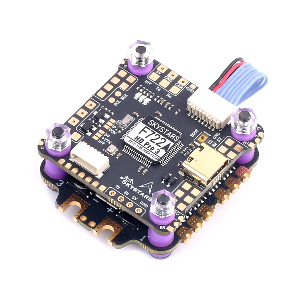 SKYSTARS F7HD Pro4 MPU6000 Flight controller and KO45A/60A AM-32 32bit 128K 4IN1 ESC fly tower stack