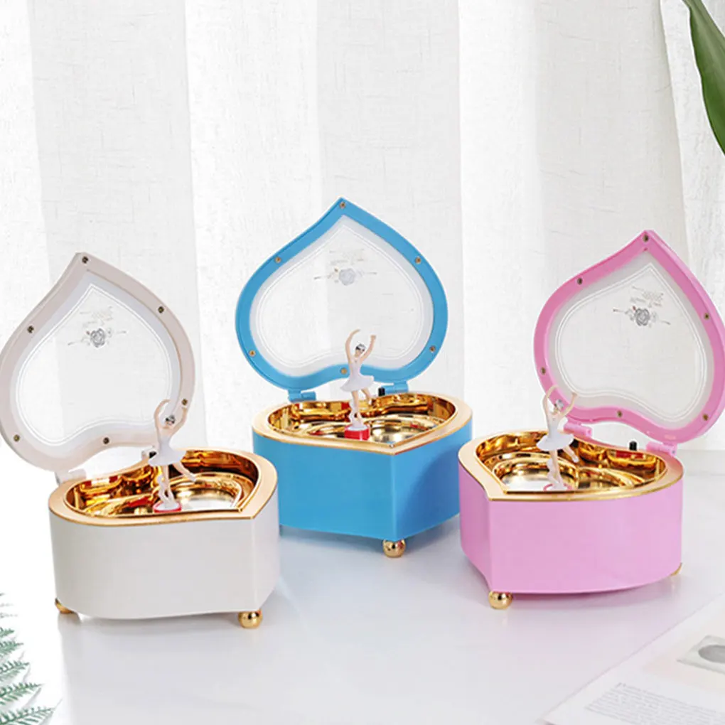 Unique Home Accents Heart Shaped Musical Box With Rotating Ballerina Wide Applications Musical Boxes